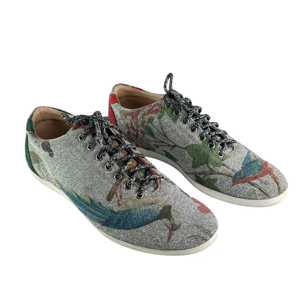 GUCCI 449985 Sparkle Tian Bird Silk Men's Sneakers Made in Italy 10-10.5US - Picture 4 of 12